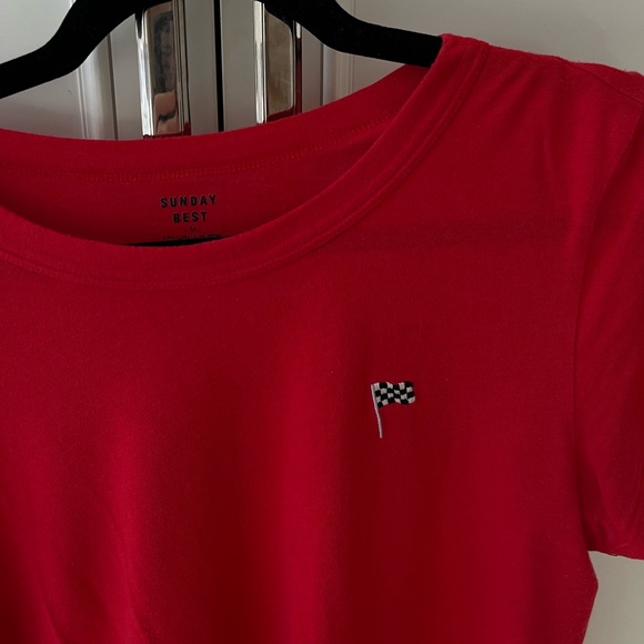 SUNDAY BEST RED EMBROIDERED TEE - Picture 2 of 4
